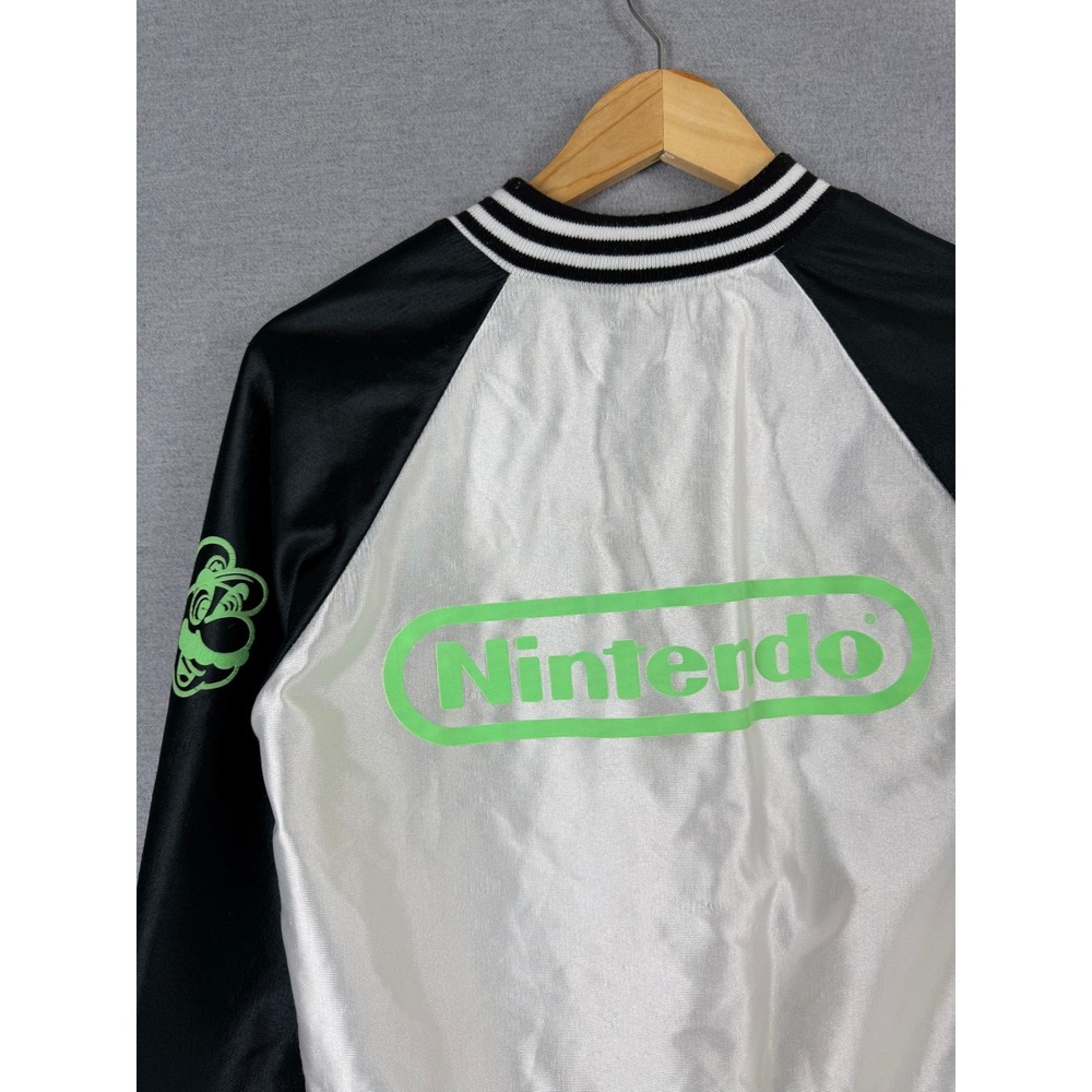 Vintage Nintendo Power Promo Jacket Mario Satin Bomber White Black Rare BIG‎